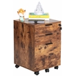 JJS 3-Drawer Modern Engineered Wood Rolling File Cabinet with Lock in Brown