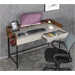 JJS Wood & Metal Computer/Study Writing Desk with Drawers in Walnut/Cement