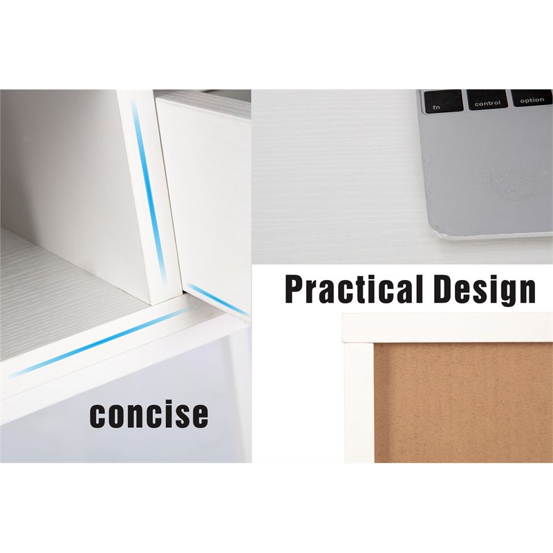 JJS Wood & Metal Writing/Computer Desk with Drawers in White