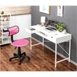 JJS Wood & Metal Writing/Computer Desk with Drawers in White