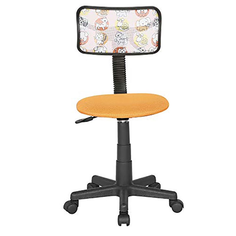 JJS Low-Back Adjustable Mesh & Plastic Teens Rolling Desk Chair in Animal/Orange