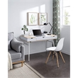 JJS Wood Home Computer Desk with Drawers and Split Top Storage in Oak/White