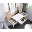 JJS Wood Home Computer Desk with Drawers and Split Top Storage in Oak/White