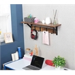 JJS Wood Floating Shelf with Coat Hooks Key Holder in Rustic Brown (Set of 3)