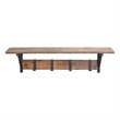 JJS Wood Floating Shelf with Coat Hooks Key Holder in Rustic Brown (Set of 3)