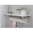 JJS Wood/Metal Floating Shelf with Coat Hooks Key Holder in White