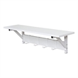 JJS Wood/Metal Floating Shelf with Coat Hooks Key Holder in White