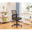 JJS Fabric Rolling Swivel Executive Chair w/ Adjustable Padded Armrest in Black