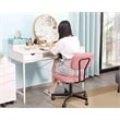 JJS Low Back Velvet Fabric Armless Home Office Computer Chair in Pink