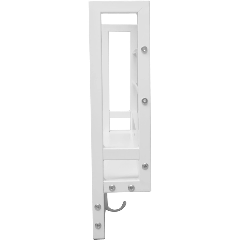 JJS Wood Floating Book Shelf with Coat Hooks Key Holder in White (Set of 3)