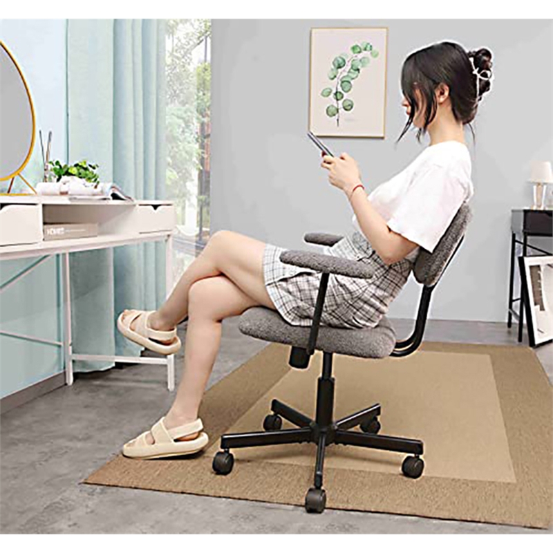 JJS Low Back Velvet Fabric Home Office Computer Chair with Armrest in Gray
