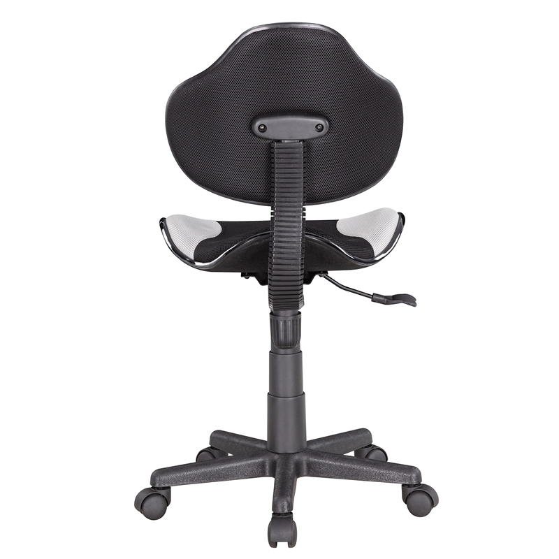 JJS Low Back Metal Computer Executive Chair with Large Base and Pads in Gray