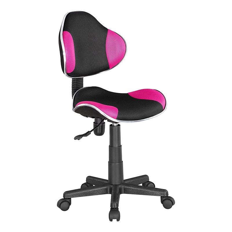JJS Low Back Metal Computer Executive Chair w/ Large Base and Pads in Pink/Black