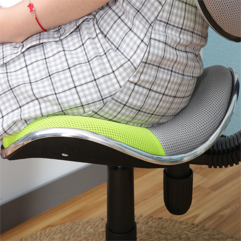 JJS Low Back Metal Computer Executive Chair w/ Large Base and Pads in Green/Gray