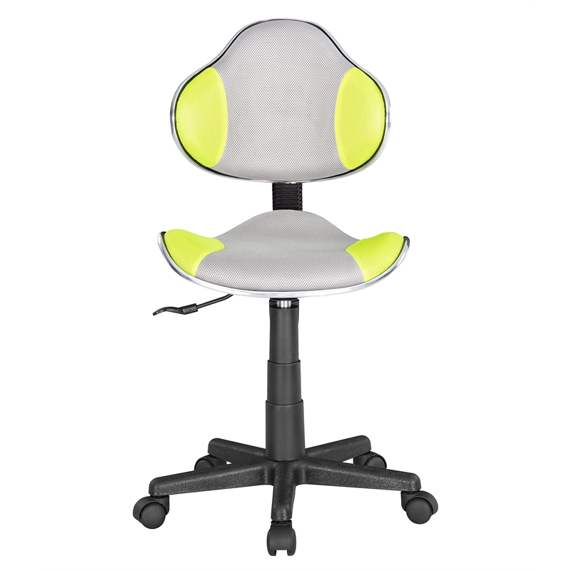JJS Low Back Metal Computer Executive Chair w/ Large Base and Pads in Green/Gray