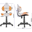 JJS Low Back Metal Computer Executive Chair with Large Base and Pads in Orange