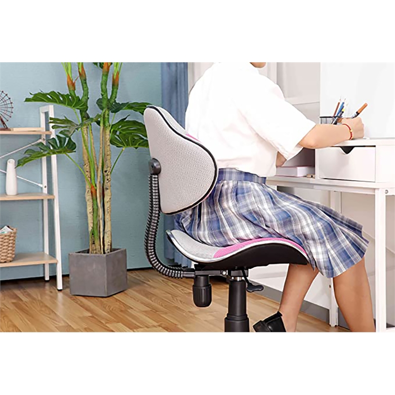 JJS Low Back Metal Computer Executive Chair w/ Large Base and Pads in Pink/Gray