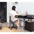 JJS Low Back Metal Computer Executive Chair w/ Large Base & Pads in Purple/Gray