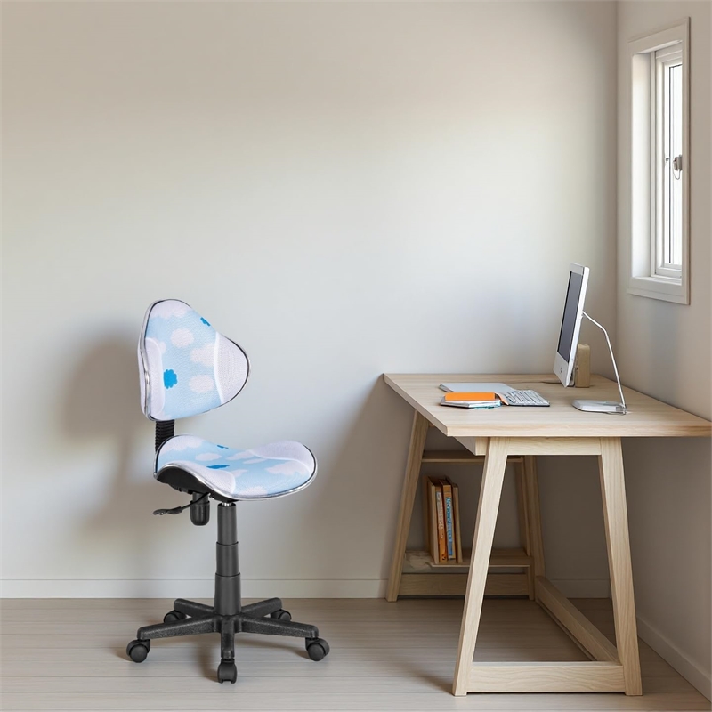 JJS Low Back Metal Computer Executive Chair with Large Base and Pads in White