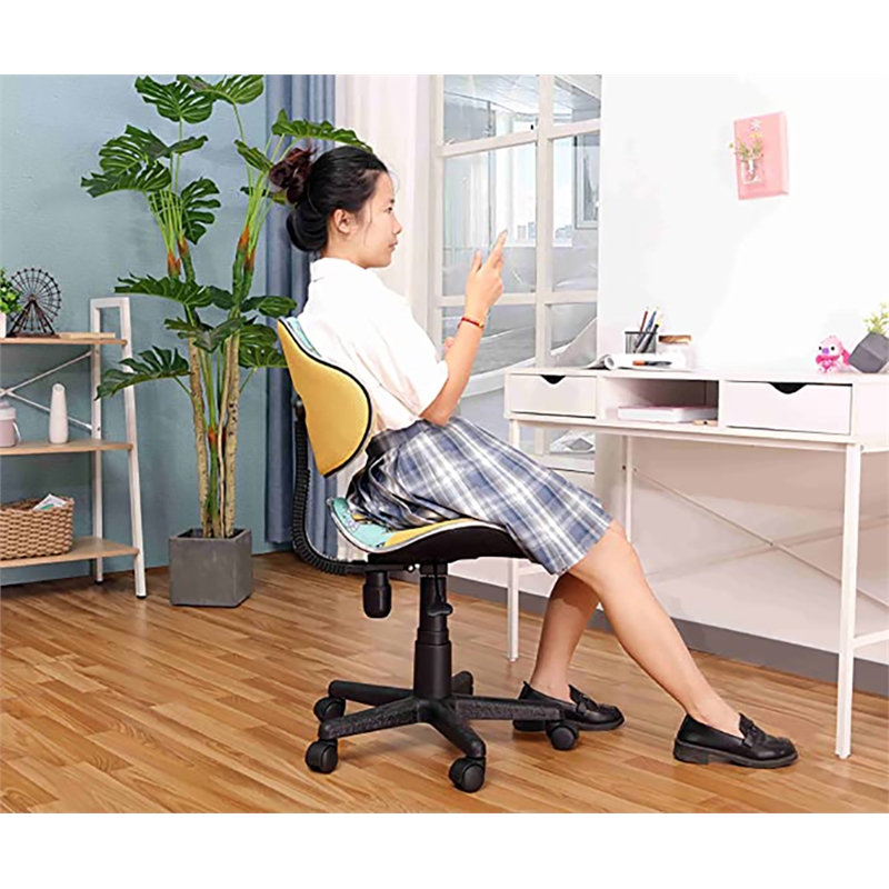 JJS Low Back Metal Computer Executive Chair with Large Base and Pads in Yellow