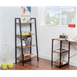 JJS 4-Tier Wood Display Bookcase with Storage Rack Shelf in Brown