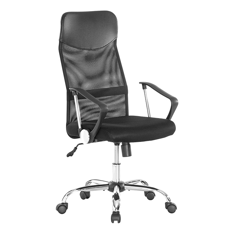 JJS Metal Rolling Executive Chair with High Back Swivel in Black