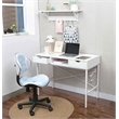 JJS Large Wood Writing Desk with Drawer USB Ports Charging Station in White