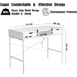 JJS Large Wood Writing Desk with Drawer USB Ports Charging Station in White