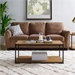 Caffoz Wood/Metal Center Coffee Table with Storage Shelf in Brown