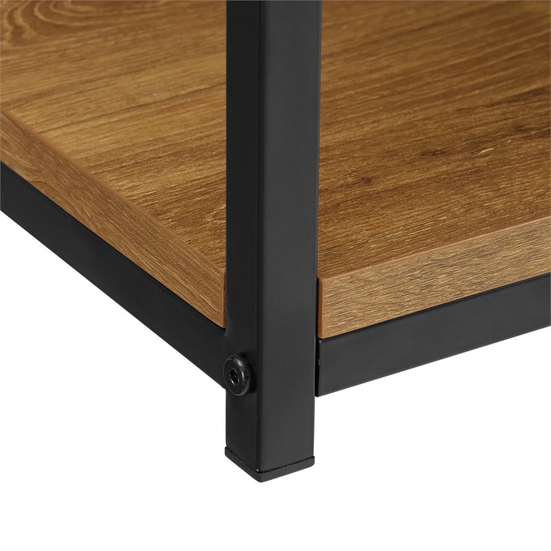 Caffoz Wood/Metal Center Coffee Table with Storage Shelf in Brown