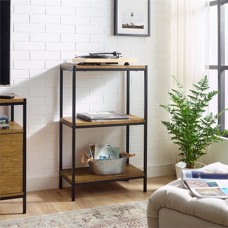 Caffoz 3-Tier Wood Bookshelf with Open Shelves in Mahogany Brown