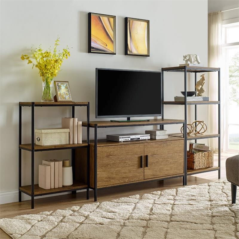 Caffoz 4-Tier Wood Bookshelf with Open Shelves in Mahogany Brown