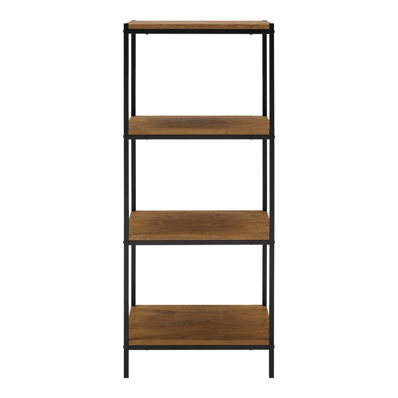 Caffoz 4-Tier Wood Bookshelf with Open Shelves in Mahogany Brown