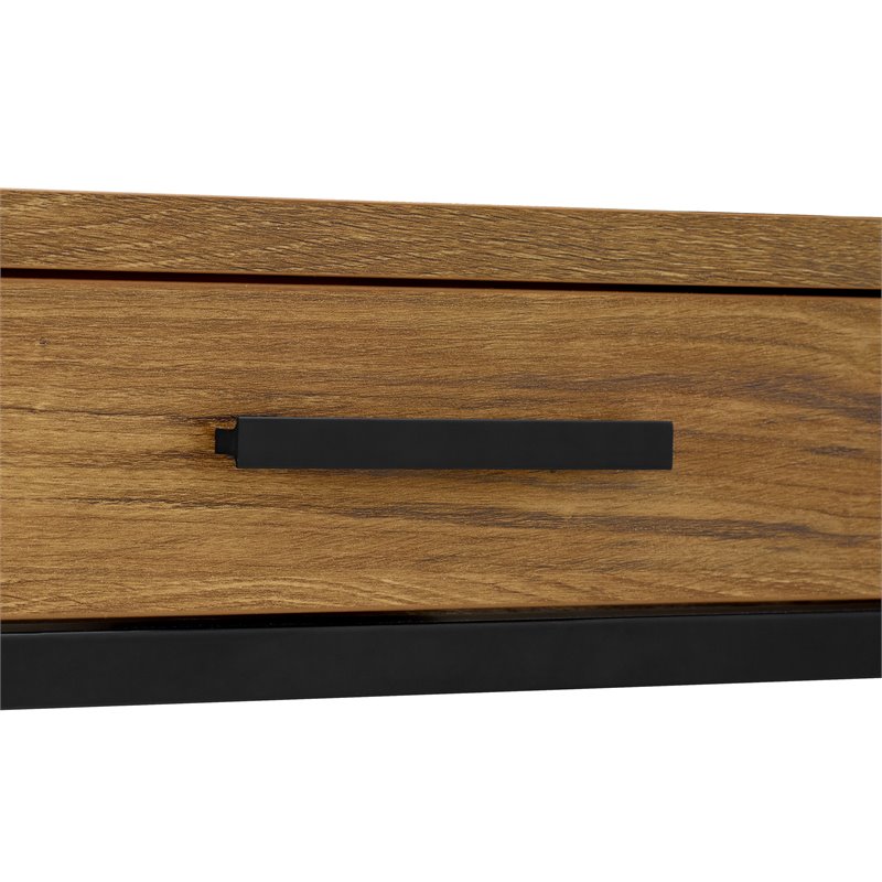 Caffoz 2-Drawer Wood/Metal Writing Desk with Shelve in Mahogany Brown