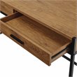 Caffoz 2-Drawer Wood/Metal Writing Desk with Shelve in Mahogany Brown