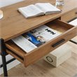 Caffoz 2-Drawer Wood/Metal Writing Desk with Shelve in Mahogany Brown