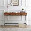 Caffoz 2-Drawer Wood/Metal Writing Desk with Shelve in Mahogany Brown