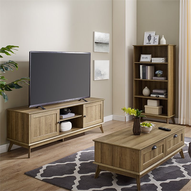 Caffoz Newport Series 5-Tier Engineered Wood Bookcase in Golden Oak