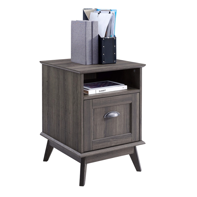 Caffoz Newport Series Wood Home Office File Cabinet with Drawer in Smoke Oak