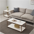 Caffoz Tall Wood/Metal Side End Table with Storage Shelf in White/Gold