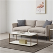 Caffoz Tall Wood/Metal Center Coffee Table with Storage Shelf in White/Gold