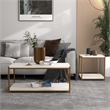 Caffoz Tall Wood/Metal Center Coffee Table with Storage Shelf in White/Gold