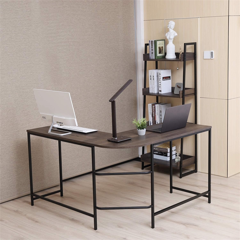 Caffoz Smith Wood Home Office Computer Desk with 2 Storage Drawers in Oak