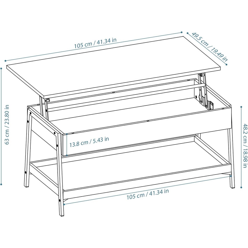 Caffoz Smith 2-Tier Wood Accent Cocktail Table with Hidden Storage in Oak