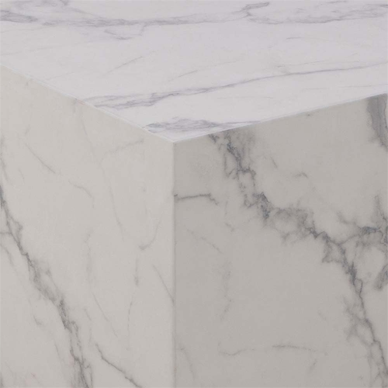 Caffoz Nesting Tables Set of 2-White Faux Marble-Engineered Wood-No Assembly