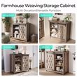 Farmhouse Coffee Bar Cabinet Light Brown Barn Door Adjustable Shelves