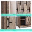 Farmhouse Coffee Bar Cabinet Light Brown Barn Door Adjustable Shelves