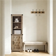 Narrow Farmhouse Cabinet Light Brown Corner Adjustable Shelves Door