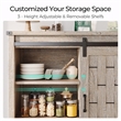 Farmhouse Coffee Bar Cabinet Light Gray Barn Door Adjustable Shelves