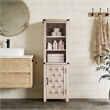 Narrow Farmhouse Cabinet Light Gray Corner Adjustable Shelves Door
